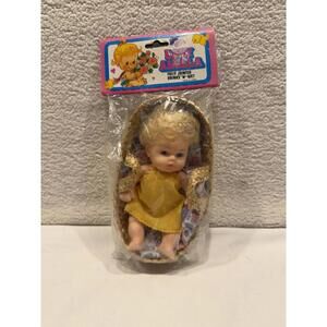 Vintage Baby Angela Baby Doll In Basket Fully Jointed Drinks N Wet 80s